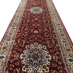 400 x 80cm Persian Mashad Floral Medallion Design Soft Red Runner Rug - Image 6