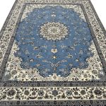 400×300 cm Luxury Sky Blue Isfahan Persian Rug - Image 3