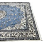 400×300 cm Luxury Sky Blue Isfahan Persian Rug - Image 9