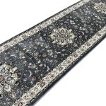 600 x 80cm Persian Mashad Floral Design Grey Runner Rug - Image 5