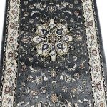 600 x 80cm Persian Mashad Floral Design Grey Runner Rug - Image 6
