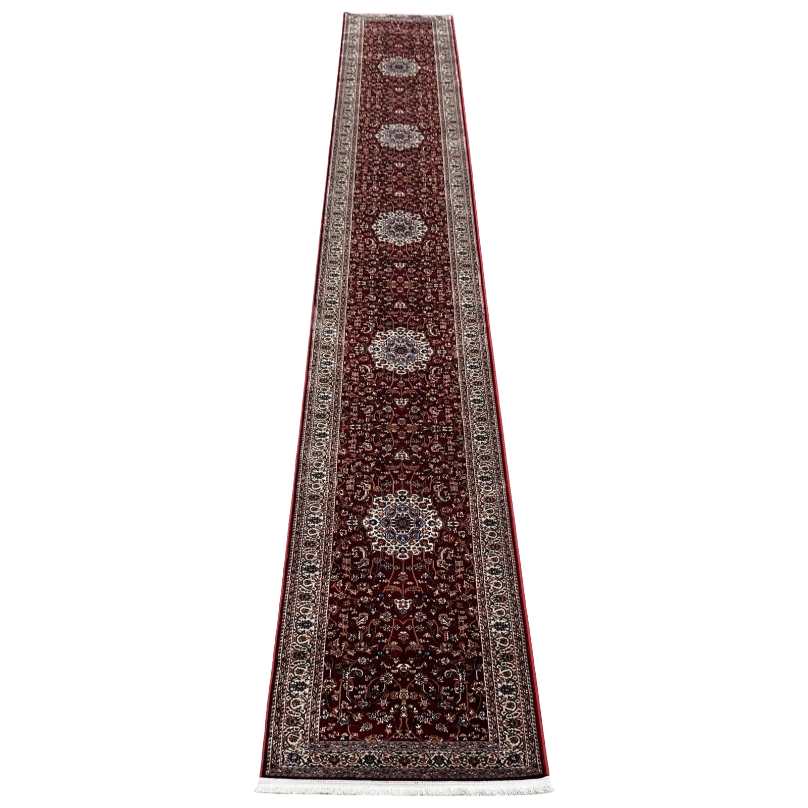 hahzjxn_48 600 x 80cm Persian Kashan Style Soft Red Runner Rug - Image 1