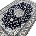 230 x 160cm Persian Nain Design Fine Machine Made Navy\Cream Rug - Image 5
