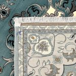 230 x 160cm Persian Mashad Style Floral Design Blue Rug - Image 8