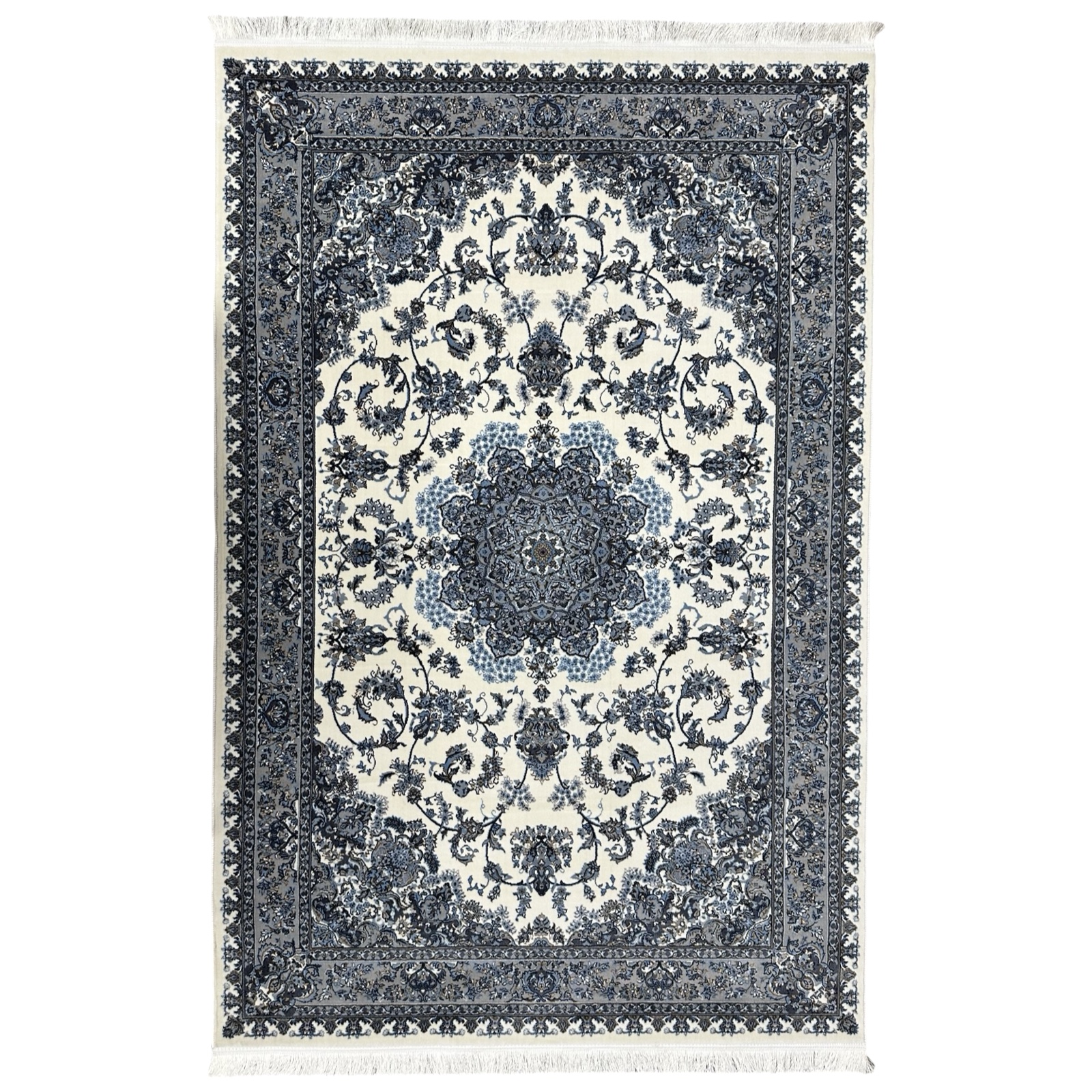 hdjdksj_9 230 x 160cm Persian High Quality Cream Nain Medallion Design Rug - Image 1