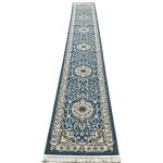600 x 80cm Persian Mashad Floral Design Blue Runner Rug