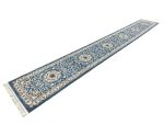600 x 80cm Persian Mashad Floral Design Blue Runner Rug - Image 2