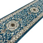 600 x 80cm Persian Mashad Floral Design Blue Runner Rug - Image 5