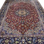398 x 298cm Mashad Hand Knotted Persian Rug – Red Medallion Design - Image 2