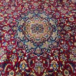 398 x 298cm Mashad Hand Knotted Persian Rug – Red Medallion Design - Image 3