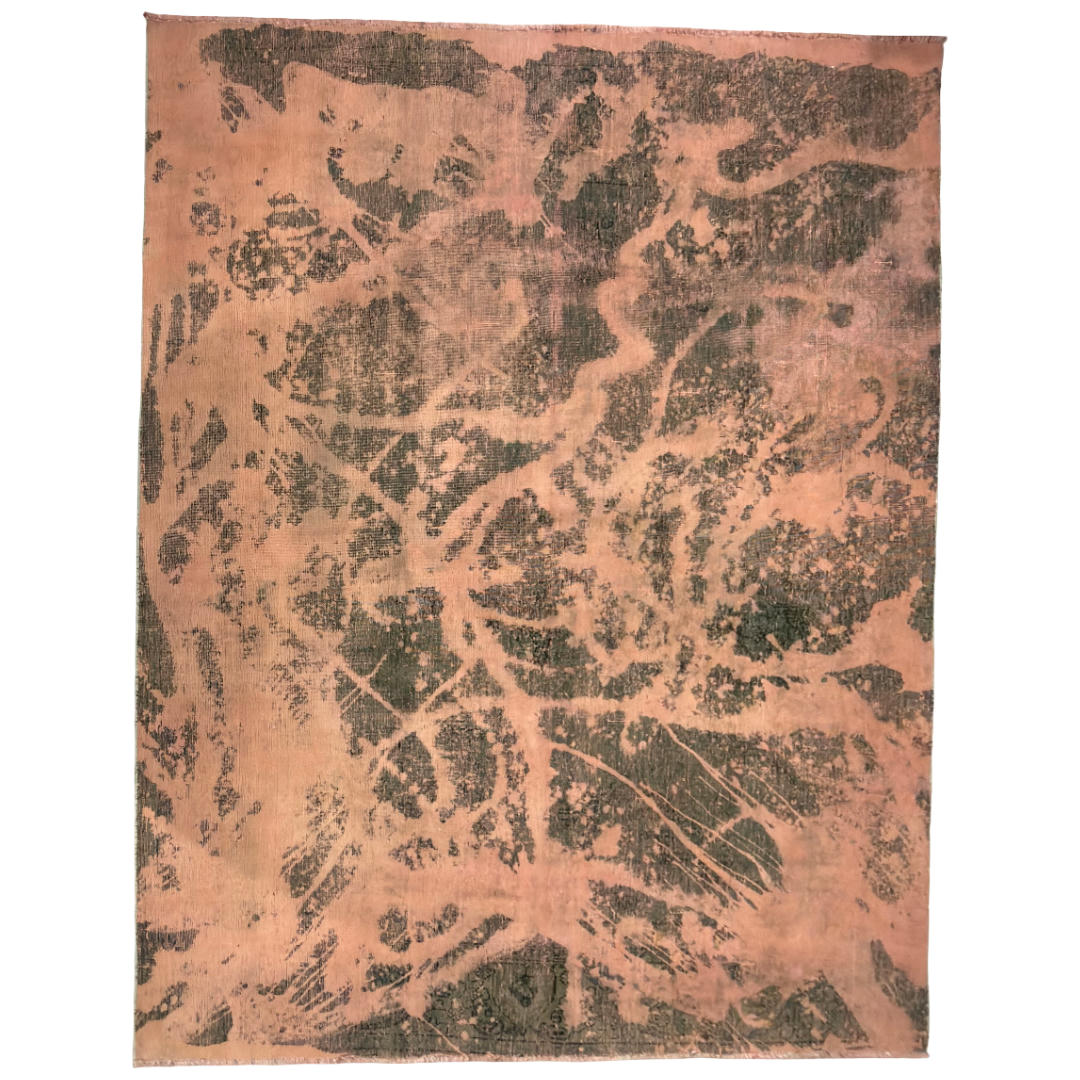 006 285 x 200cm Ultra Vintage Blush Pink & Charcoal Hand-Knotted Persian Rug - Image 1