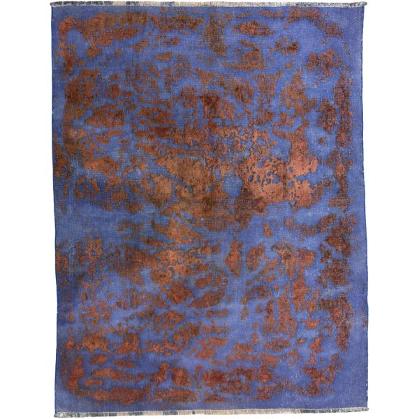 232 x 177cm Ultra Vintage Sapphire Blue & Copper Hand-Knotted Persian Rug