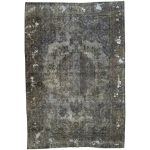 304 x 198cm Luxury Hand Knotted Persian Vintage Rug – Aged Graphite Grey
