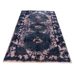 308 x 203cm Ultra Vintage Midnight Blue & Blush Pink Hand-Knotted Persian Rug - Image 3
