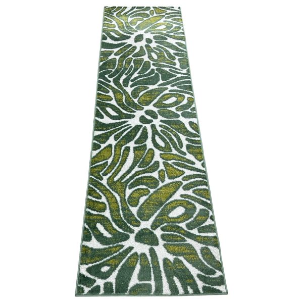 213 x 60cm Turkish Modern Machine Made Green Runner Rug