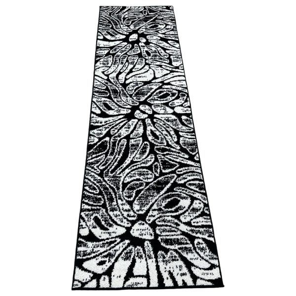 213 x 60cm Turkish Machine Made Modern Black And White Runner Rug