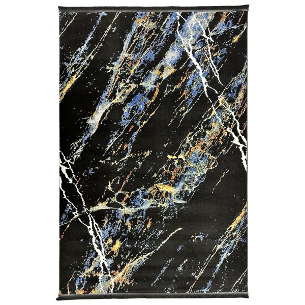 230 × 160cm Black & Blue Distressed Turkish Style Rug