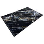 230 × 160cm Black & Blue Distressed Turkish Style Rug - Image 3