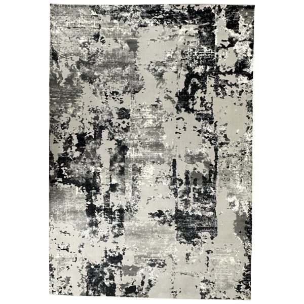 350 x 250cm Luxury Turkish Abstract Grey&Black Area Rug