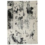 350 x 250cm Modern Gallery Style Black Grey Artwork Machine Made Area Rug