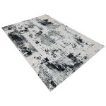 350 x 250cm Modern Gallery Style Black Grey Artwork Machine Made Area Rug - Image 3
