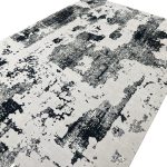 350 x 250cm Modern Gallery Style Black Grey Artwork Machine Made Area Rug - Image 5