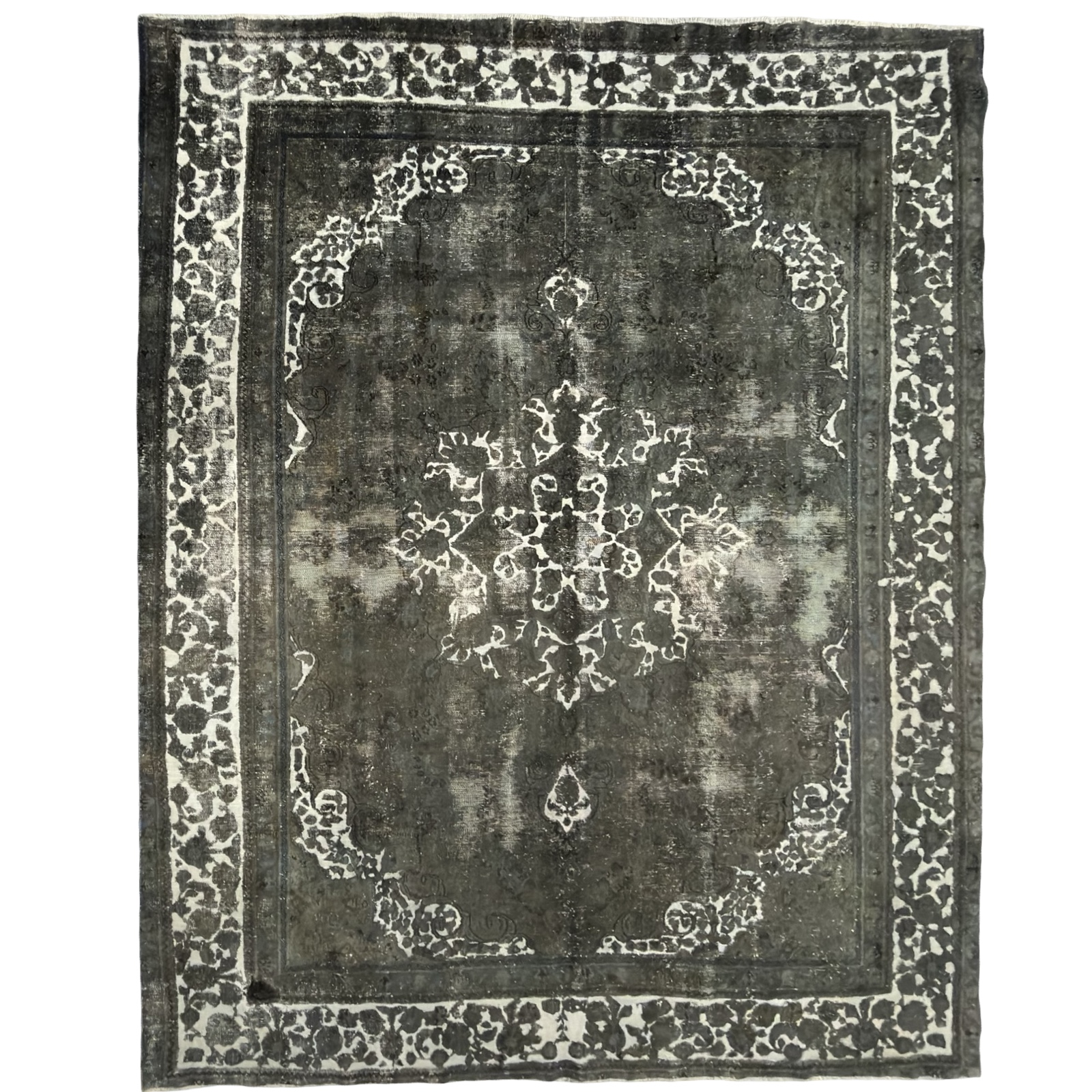 8484884_25 350 x 275cm Ultra Vintage Charcoal Grey & Ivory Persian Rug - Image 1