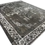 350 x 275cm Ultra Vintage Charcoal Grey & Ivory Persian Rug - Image 5