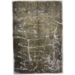 356 x 237cm Hand Knotted Ultra Vintage Olive Green Distressed Persian Rug