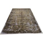 356 x 237cm Hand Knotted Ultra Vintage Olive Green Distressed Persian Rug - Image 2