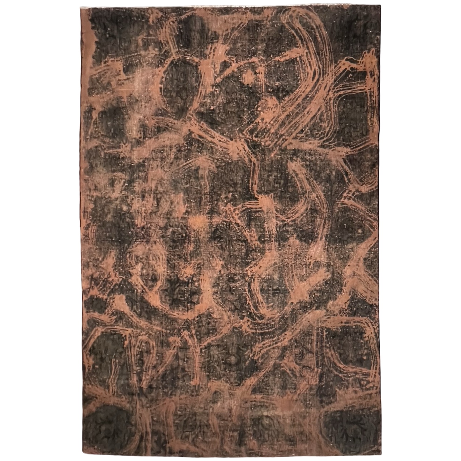 IMG_2208 315 × 211cm Abstract Ultra Vintage Hand Knotted Persian Rug – Copper & Charcoal Design - Image 1