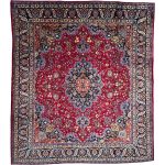 350 x 310cm Vintage Hand Knotted Persian Khorasan Rug – Red Floral Medallion