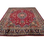 350 x 310cm Vintage Hand Knotted Persian Khorasan Rug – Red Floral Medallion - Image 2