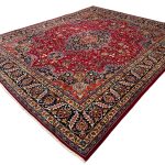350 x 310cm Vintage Hand Knotted Persian Khorasan Rug – Red Floral Medallion - Image 4