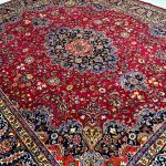 350 x 310cm Vintage Hand Knotted Persian Khorasan Rug – Red Floral Medallion - Image 5