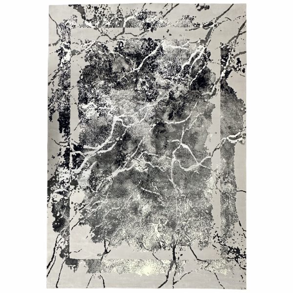 350 x 250cm Soft Machine Woven Turkish Rug in Gray and Black Area Rug
