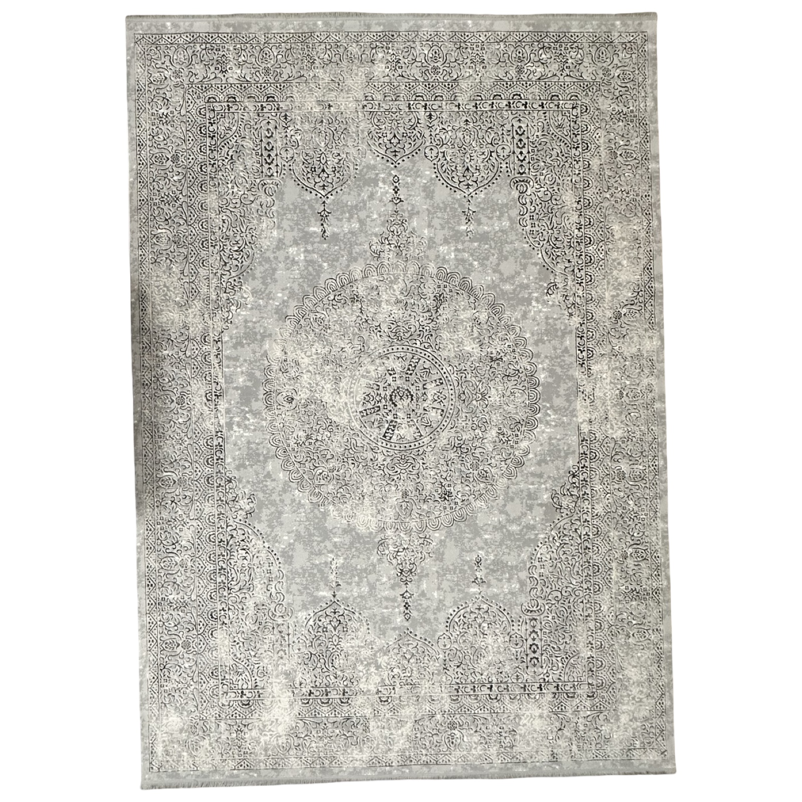 bsjsjskskklll_30 350 x 250cm Persian Vintage Medallion Design Grey Machine Made Area Rug - Image 1