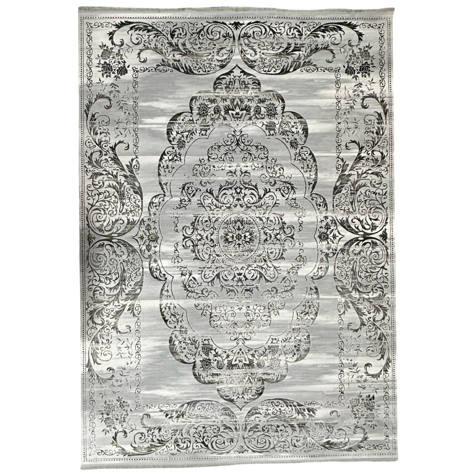 bsjsjskskklllmmm_29 350 x 250cm Persian Kerman Design Vintage Look Grey Area Rug - Image 1