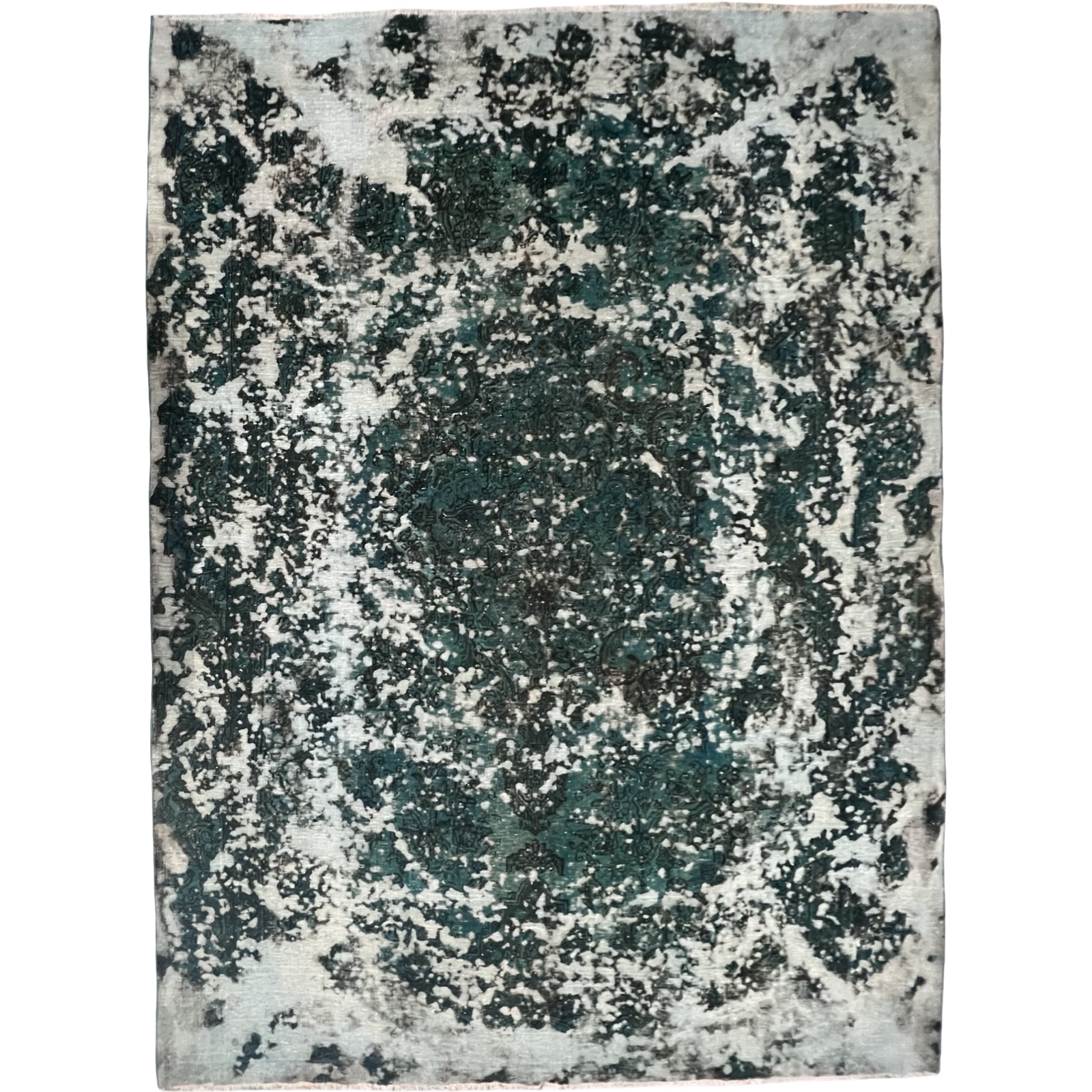 iqpqiq_10 320 × 230cm Royal Teal Distressed Persian Hand Knotted Rug - Image 1