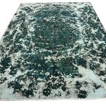 320 × 230cm Royal Teal Distressed Persian Hand Knotted Rug - Image 5