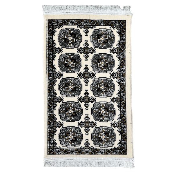 90 x 60 cm Cream Bukhara Design Accent Rug