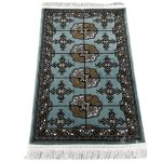 90 x 60 cm Duck Egg Blue Bukhara Design Rug - Image 2