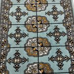 90 x 60 cm Duck Egg Blue Bukhara Design Rug - Image 4