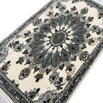 90 x 60 cm Persian Style Floral Medallion Accent Rug – Ivory & Grey - Image 3