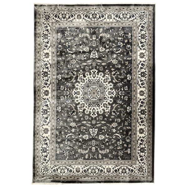 300 x 200cm Persian Kashan Medallion Design Grey Rug