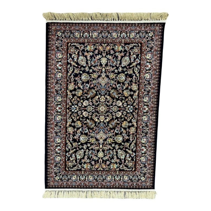 150 × 100cm Golden Bloom on Midnight Ground Persian Rug