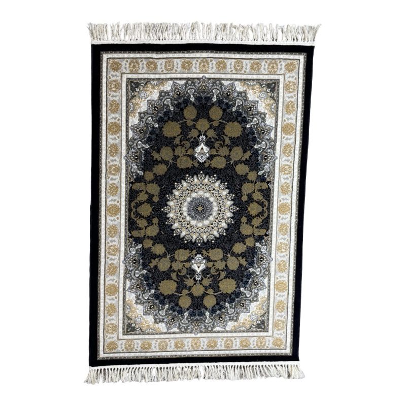 150 × 100cm Ornate Floral Symphony in Grey & Gold Persian Rug