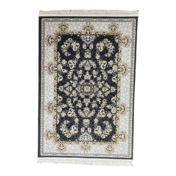 150 × 100cm Persian Floral Garden Rug in Ivory & Charcoal