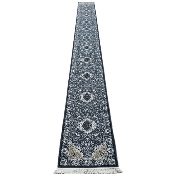1000 x 80cm Grey Persian Classic Style Extra Long Runner Rug