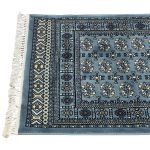 1000 x 80cm Blue Bukhara Design Extra Long Runner Rug - Image 7